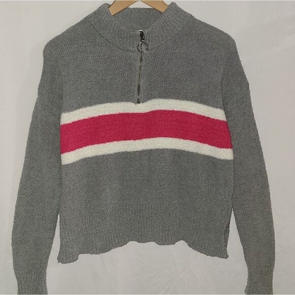 Moral Fiber Quarter Zip Long Sleeve Gray Sweatshirt Size S - Picture 1 of 6